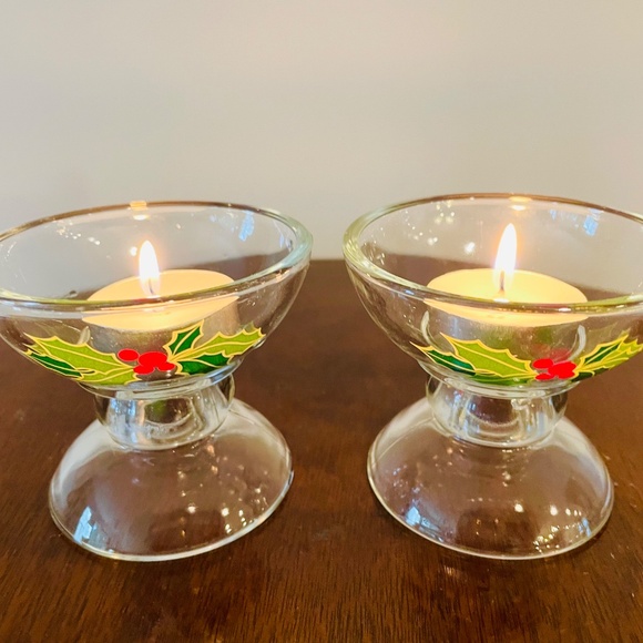 Vintage Avon “Holiday Hostess Collection" glass candle holders from 1981 - Picture 3 of 7